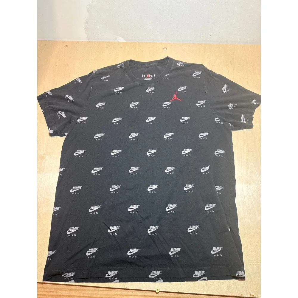 Jordan Jumpman All Over Print T-Shirt Mens XL Black Red Logo Short Sleeve Tee